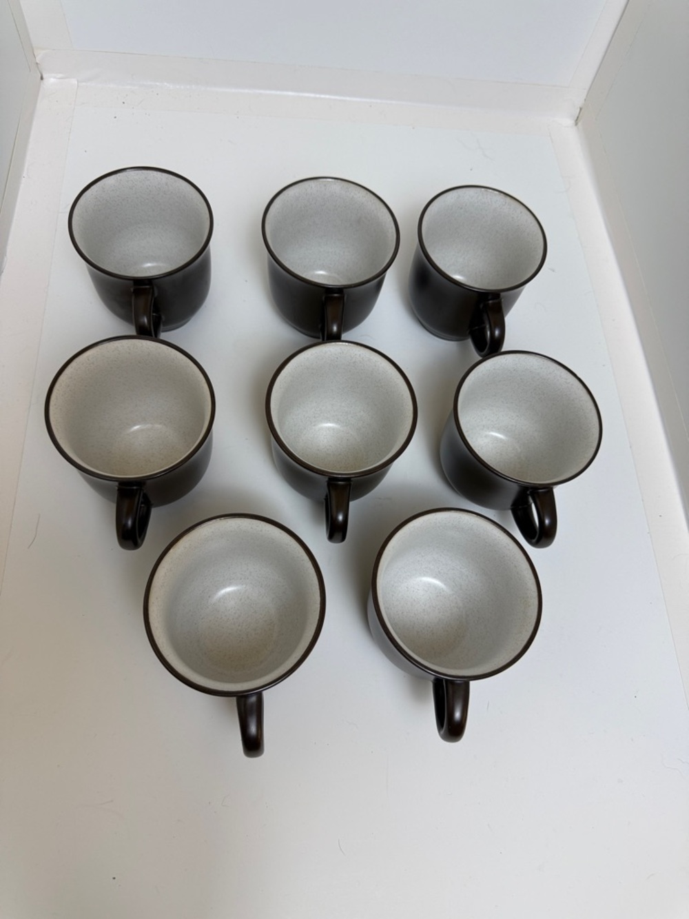 Noritake Folkstone Brown and Cream Ceramic Mugs - Set of 8